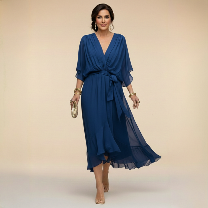 Monica | V-Neck Wrap Midi Dress