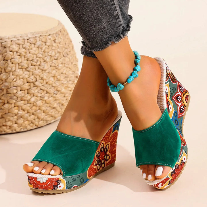 Joelle™ — Sculptural Mules with Floral Heel