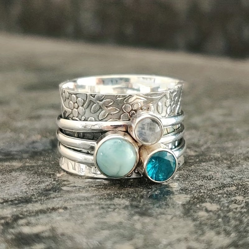 Mairéad — Stacked Stone Spinner Ring
