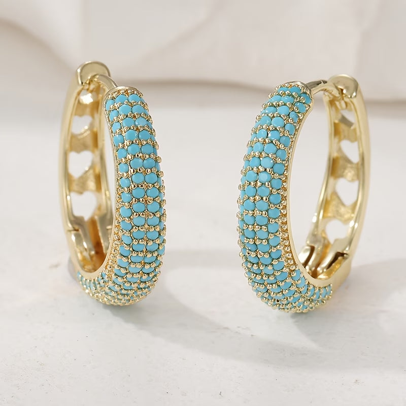 Eadaoin — Round Turquoise Pavé Hoops