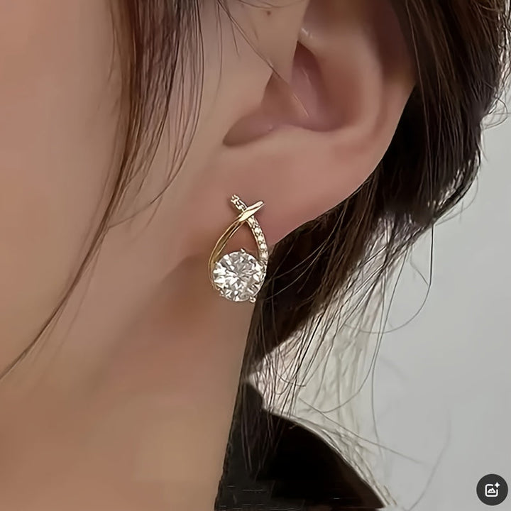 Erin — Gold Cross Zirconia Stud Earrings
