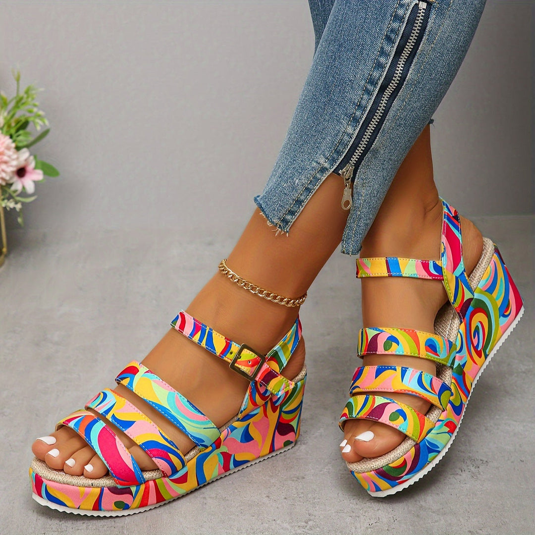 Selora | Colourful Platform Wedge Sandals