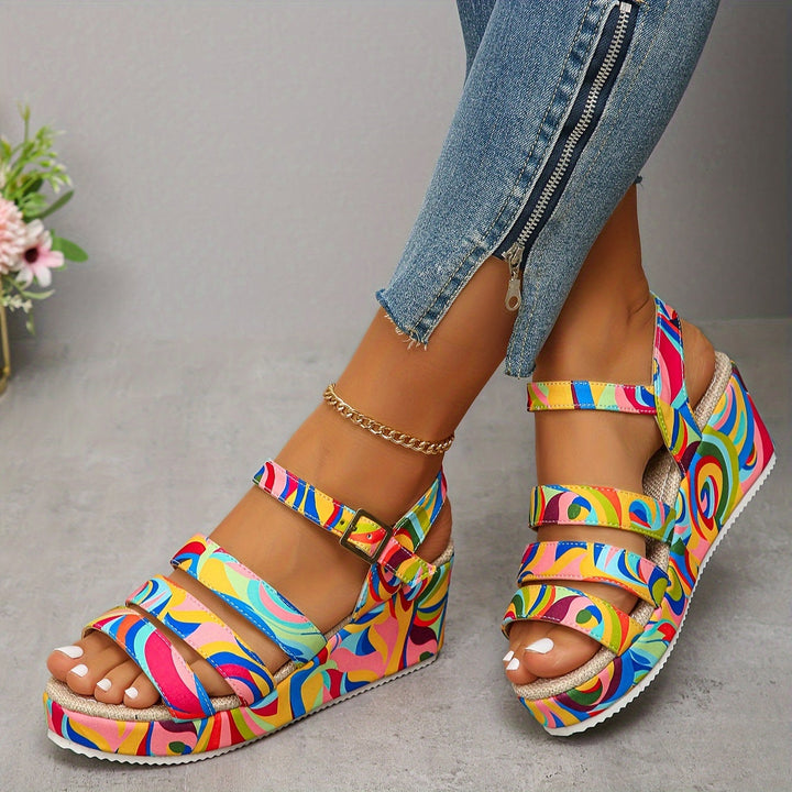Selora | Colourful Platform Wedge Sandals