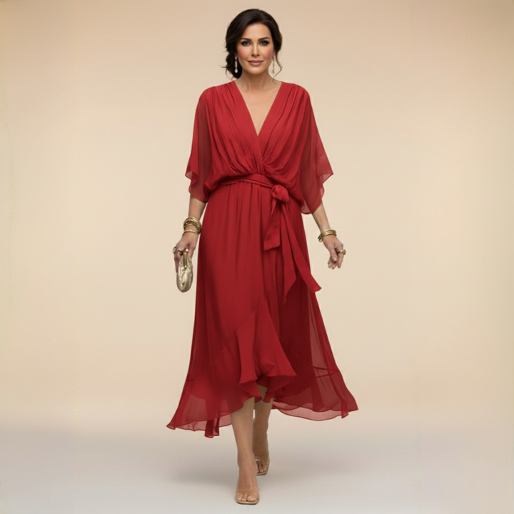 Monica | V-Neck Wrap Midi Dress