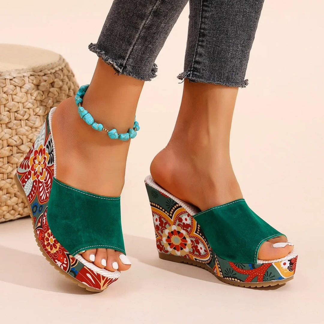 Joelle™ — Sculptural Mules with Floral Heel