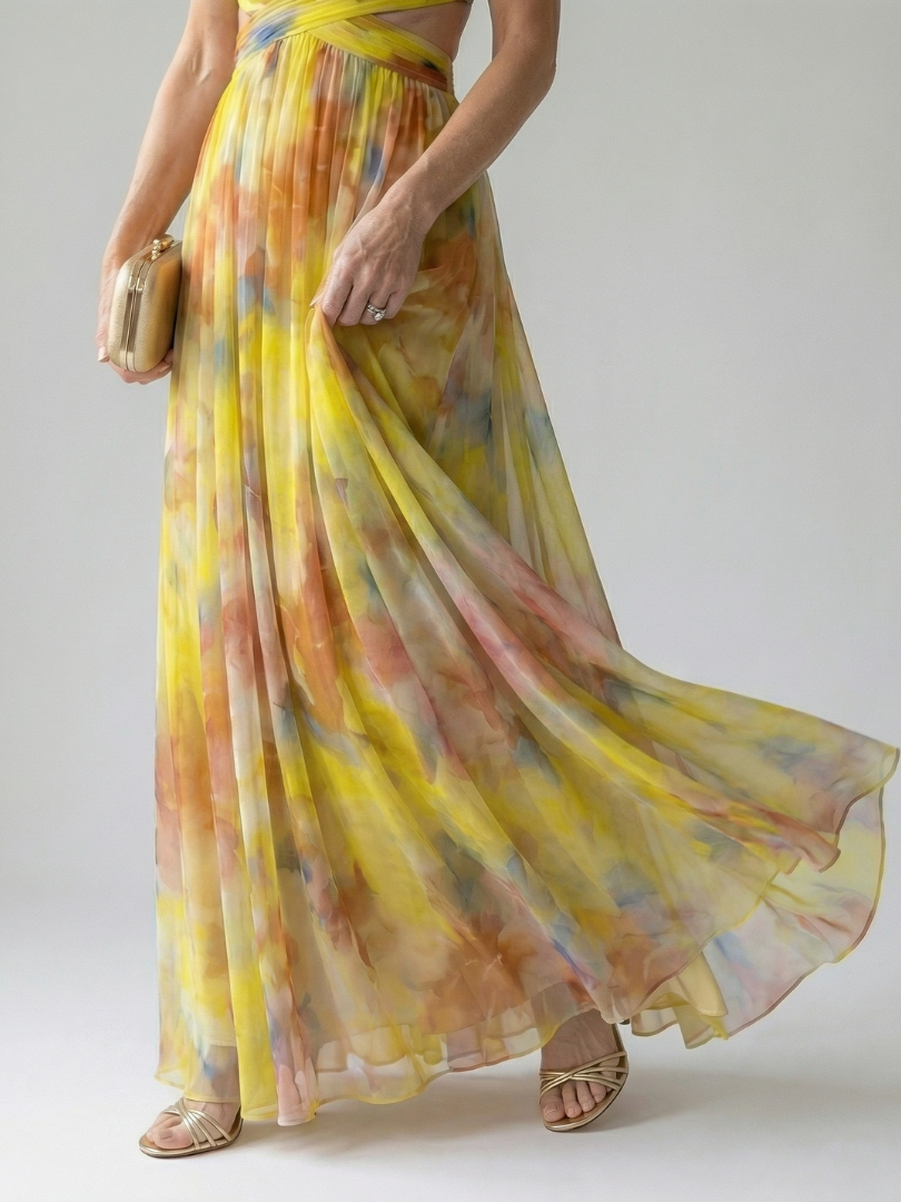 Liora — Watercolour Wrap Maxi Dress