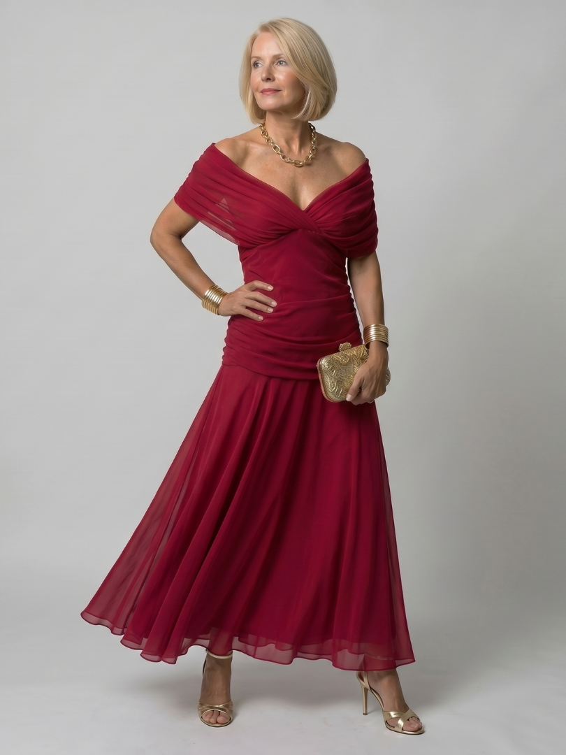 Apolline — Off-Shoulder Watercolour Midi Dress
