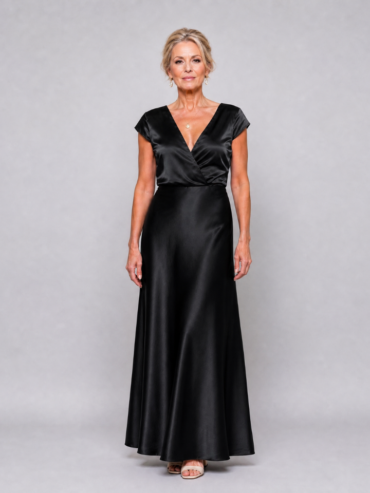 Marguerite — Cap-Sleeve Wrap Maxi Dress