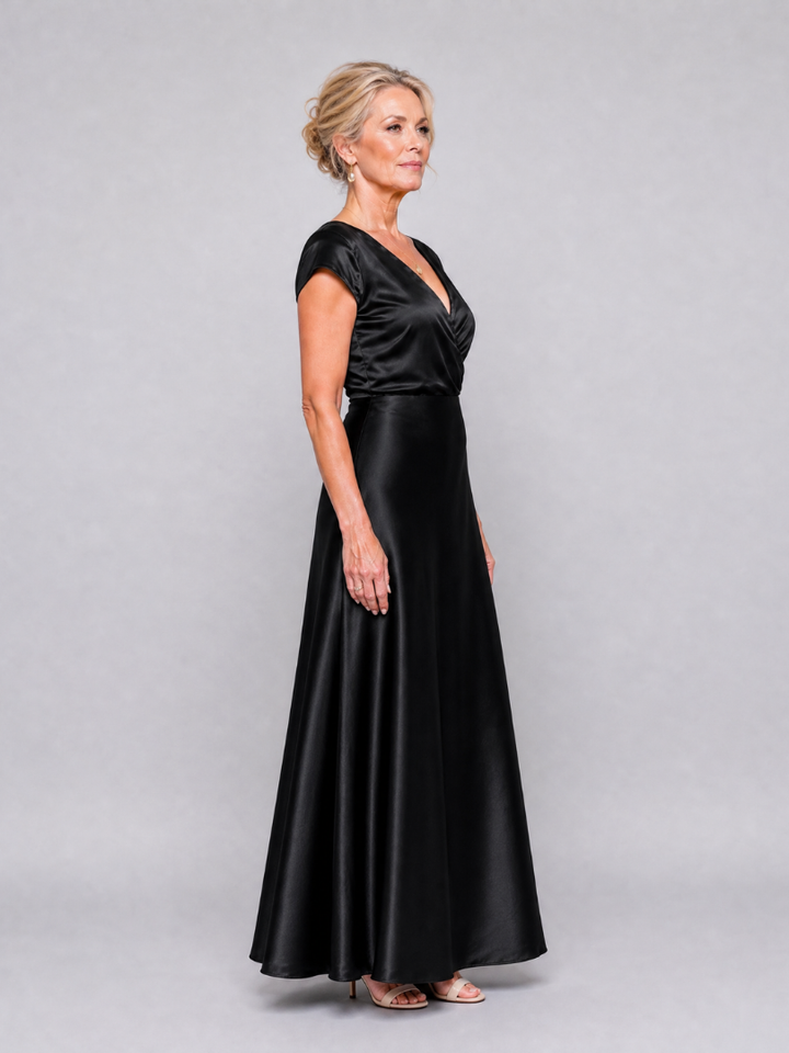 Marguerite — Cap-Sleeve Wrap Maxi Dress