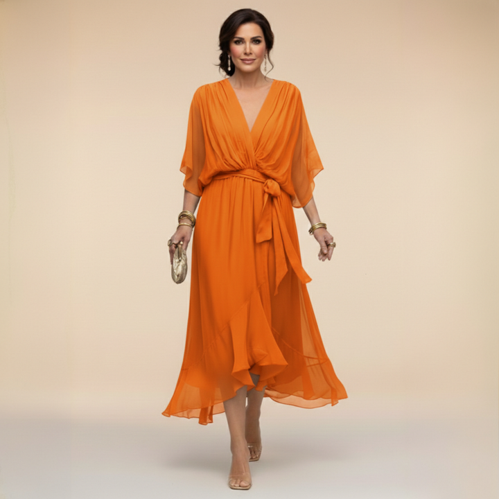 Monica | V-Neck Wrap Midi Dress