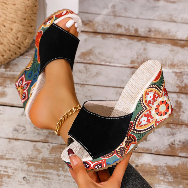 Joelle™ — Sculptural Mules with Floral Heel
