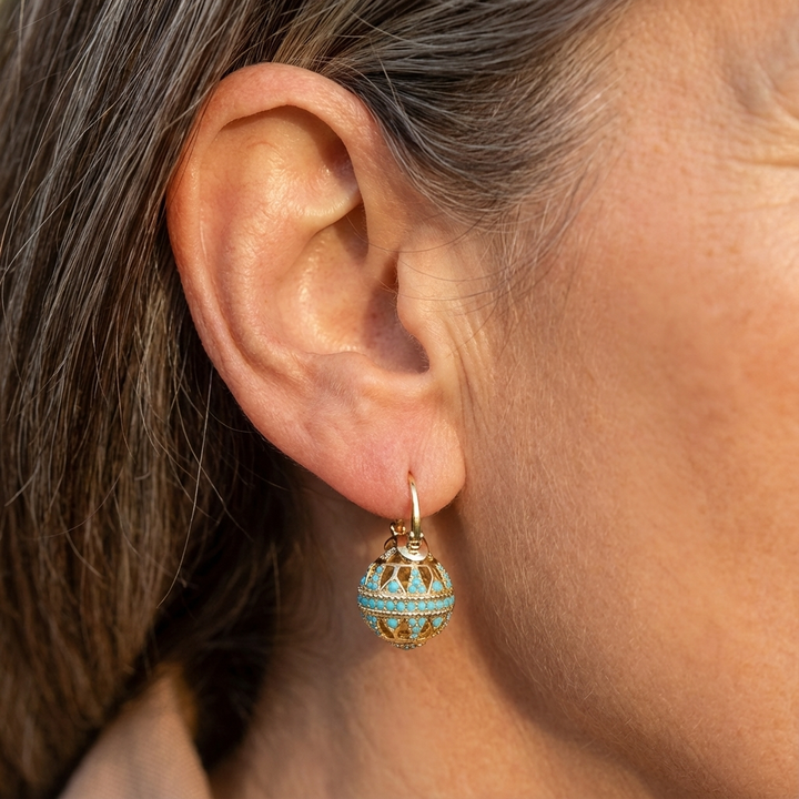 Keira — Filigree Globe Turquoise Earrings