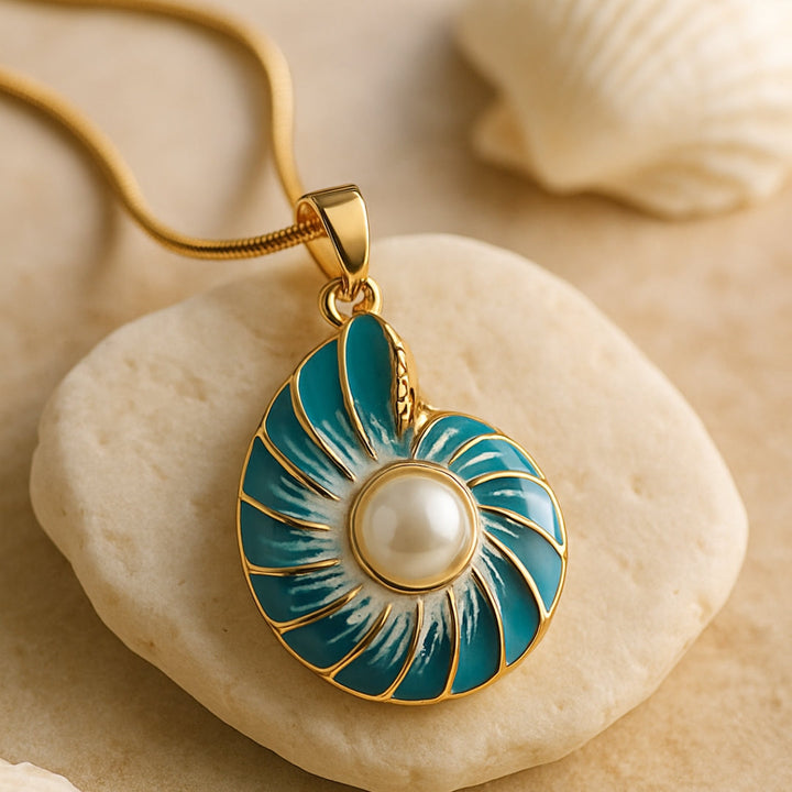 Treasa — Nautilus Shell Pearl Necklace