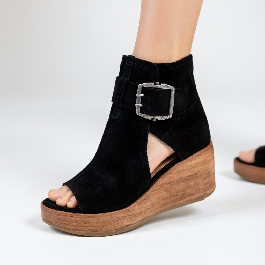 Orélisse™ — Modern Open-Toe Wedge Ankle Boots