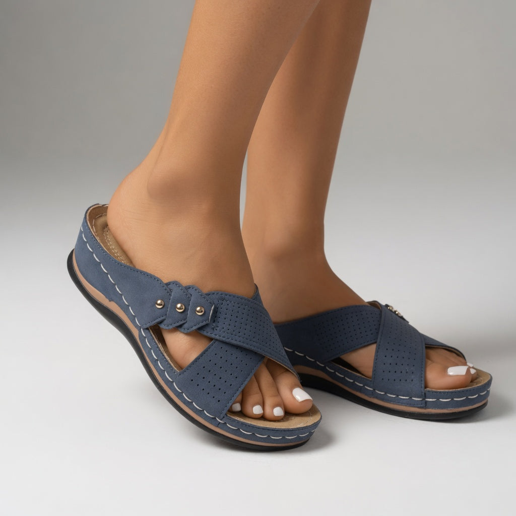 Raphaëlle™ — Elegant Cross-Strap Sandals with Natural Comfort