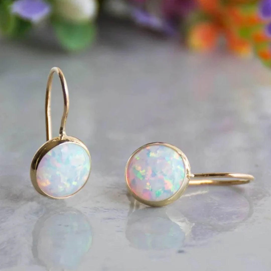 Doireann — Gold-Plated White Opal Earrings
