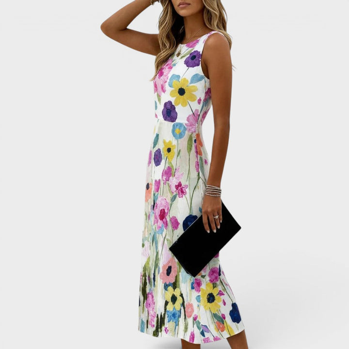 Carmina | Watercolour Floral A-Line Midi Dress