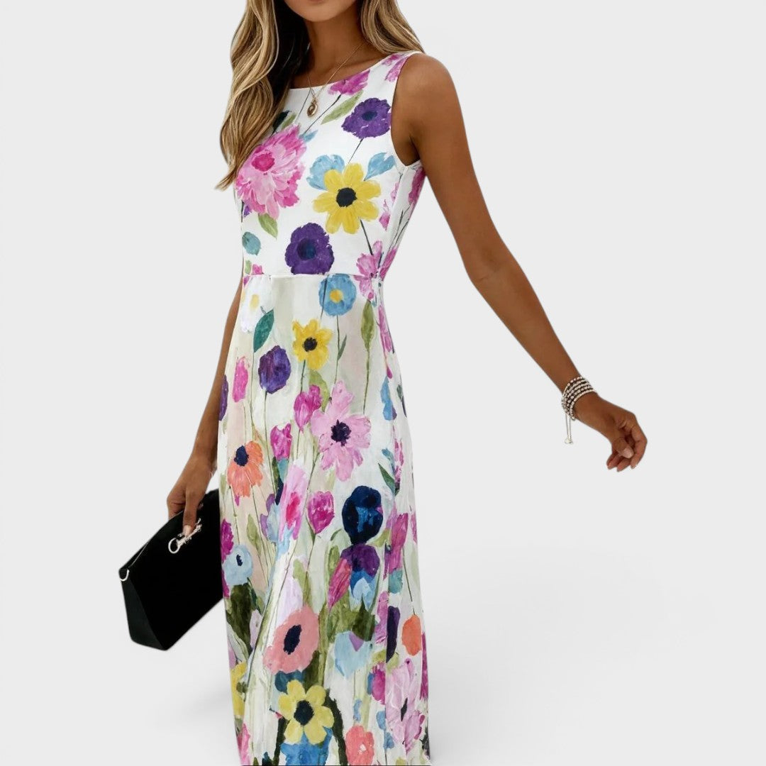 Carmina | Watercolour Floral A-Line Midi Dress