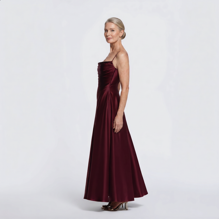Róisín — Cherry Satin Maxi Dress