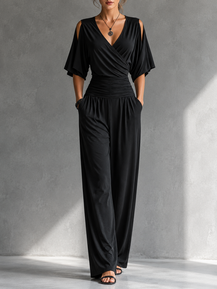 Alessia | Elegant Wide-Leg Jumpsuit with Open Shoulders