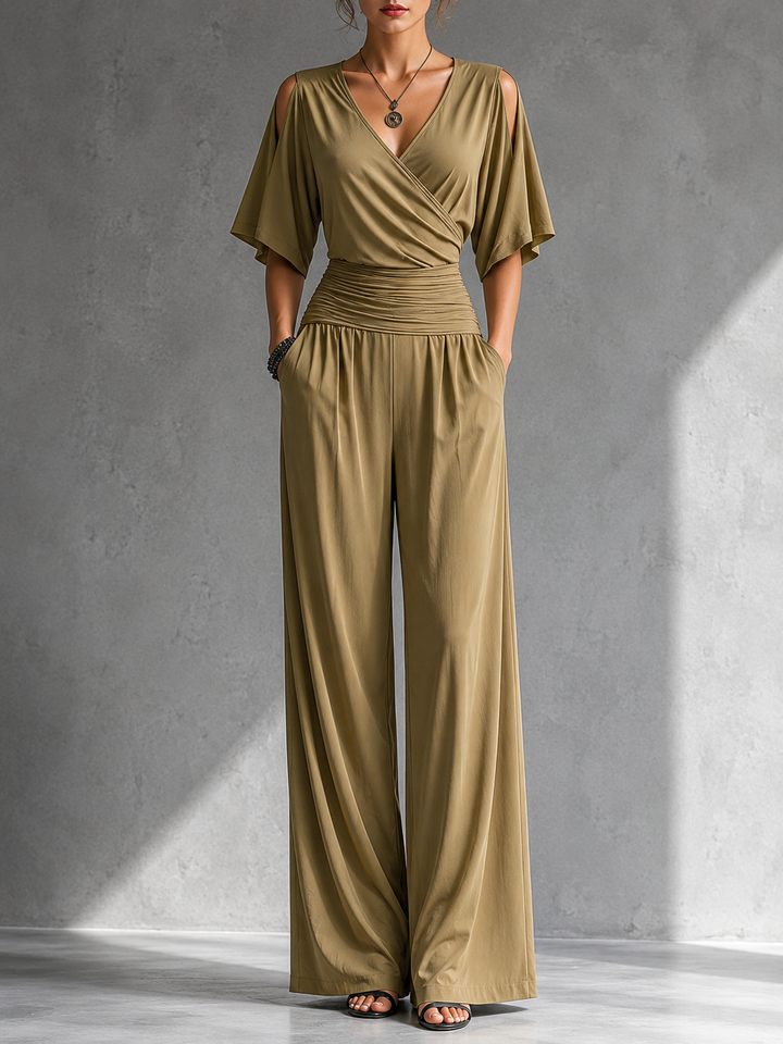 Alessia | Elegant Wide-Leg Jumpsuit with Open Shoulders