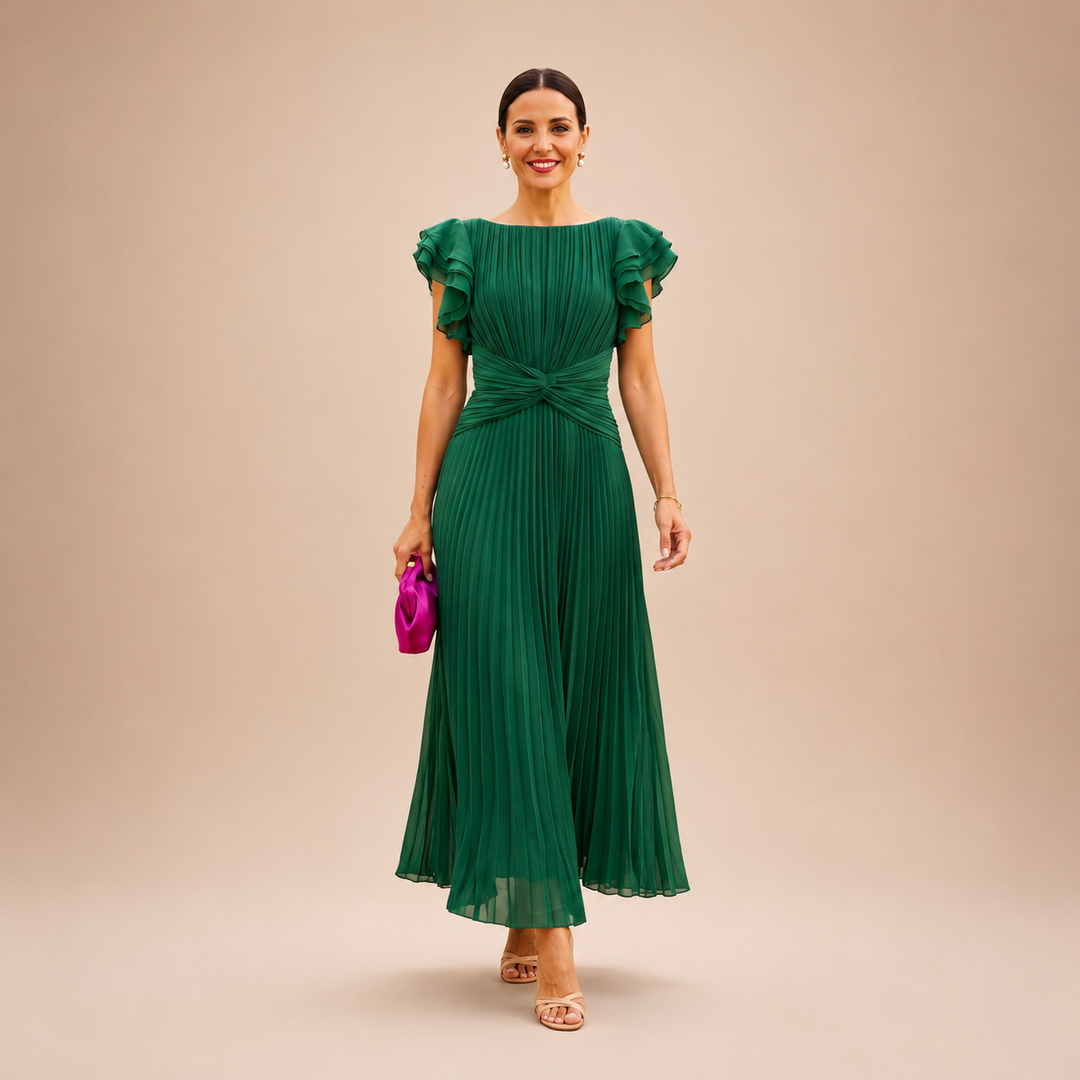 Aisling | Pleated Twist-Waist Maxi Dress
