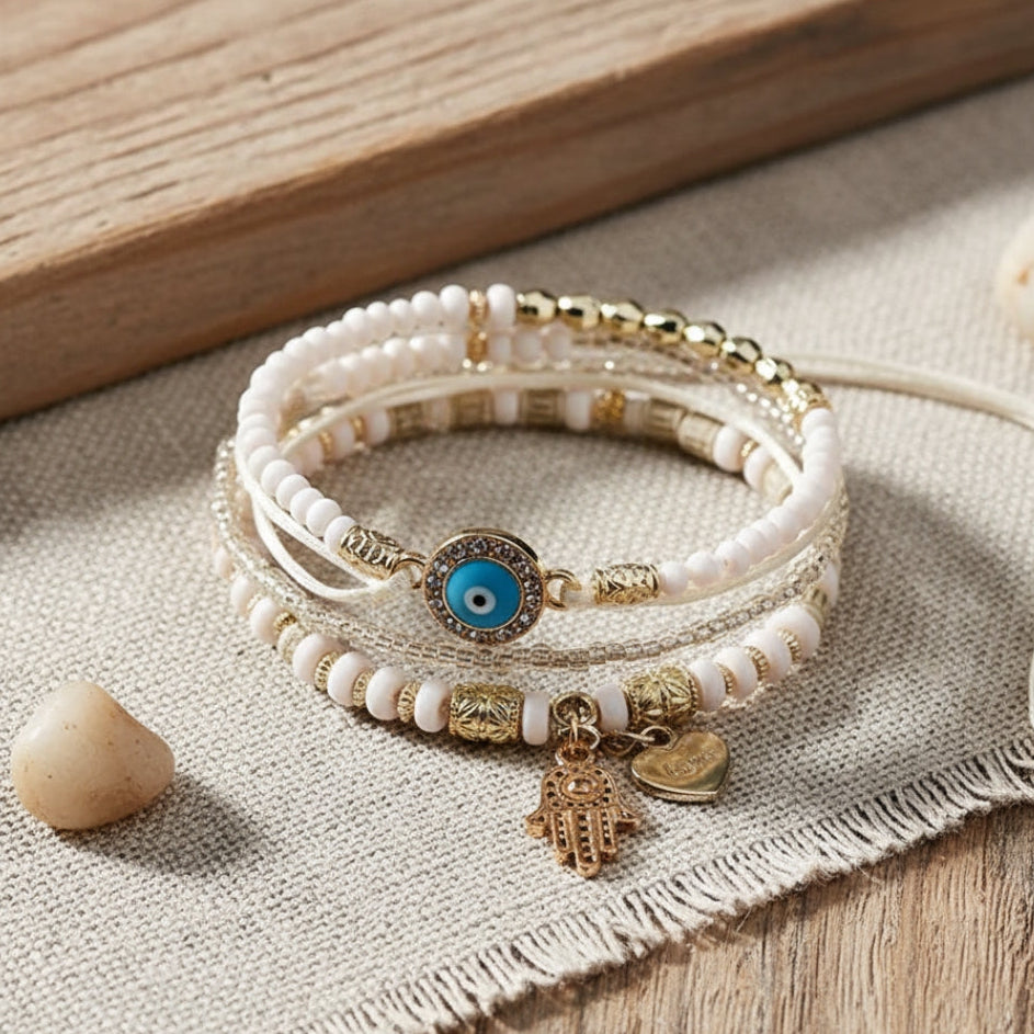 Brona — Golden Charm Bracelet Stack (5-Piece)