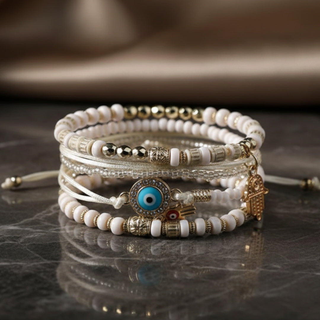 Brona — Golden Charm Bracelet Stack (5-Piece)