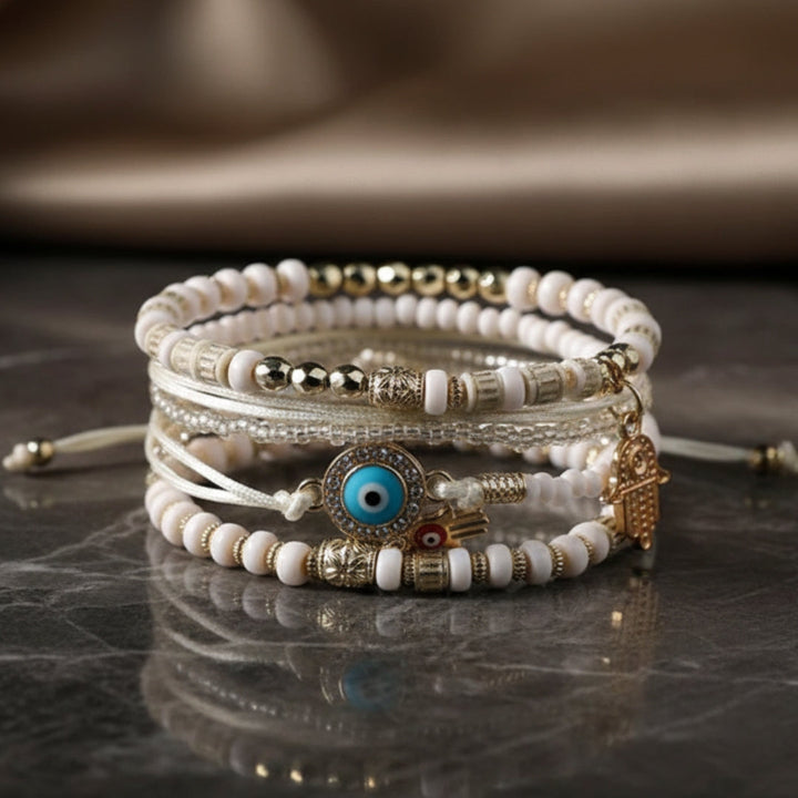 Brona — Golden Charm Bracelet Stack (5-Piece)