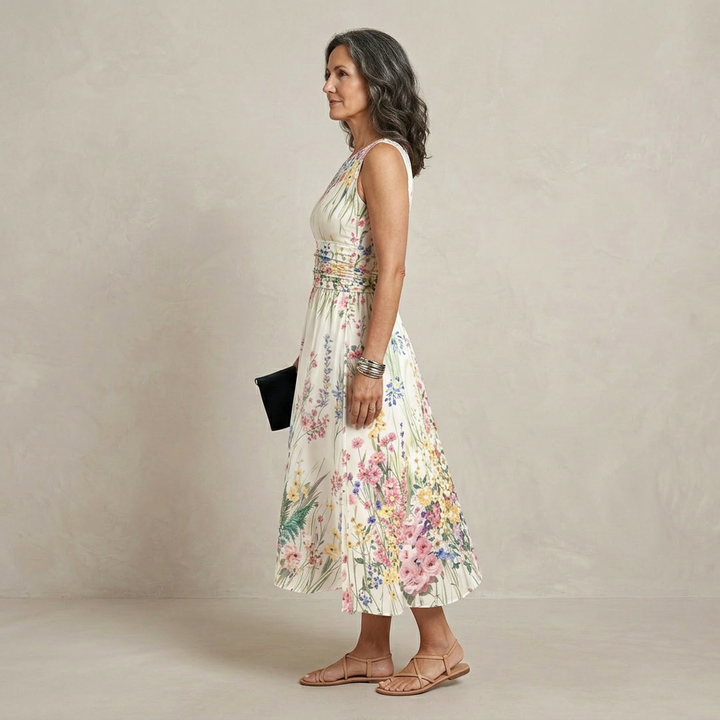 Tanya | Sleeveless Floral Midi Dress