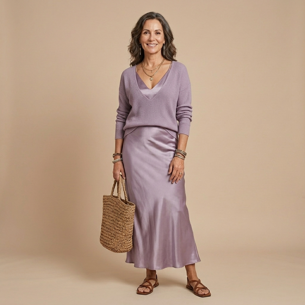 Cliodhna | Midi Satin Dress with Included Sweater