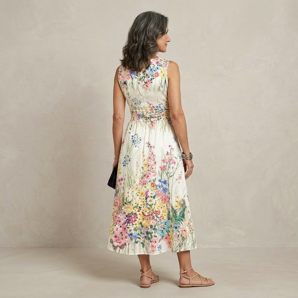 Tanya | Sleeveless Floral Midi Dress