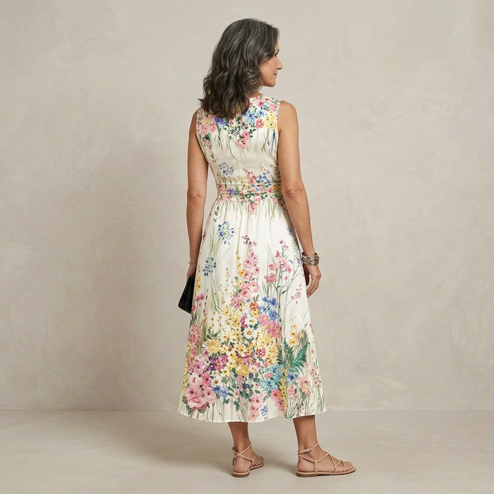 Tanya | Sleeveless Floral Midi Dress