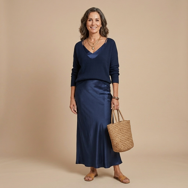 Cliodhna | Midi Satin Dress with Included Sweater