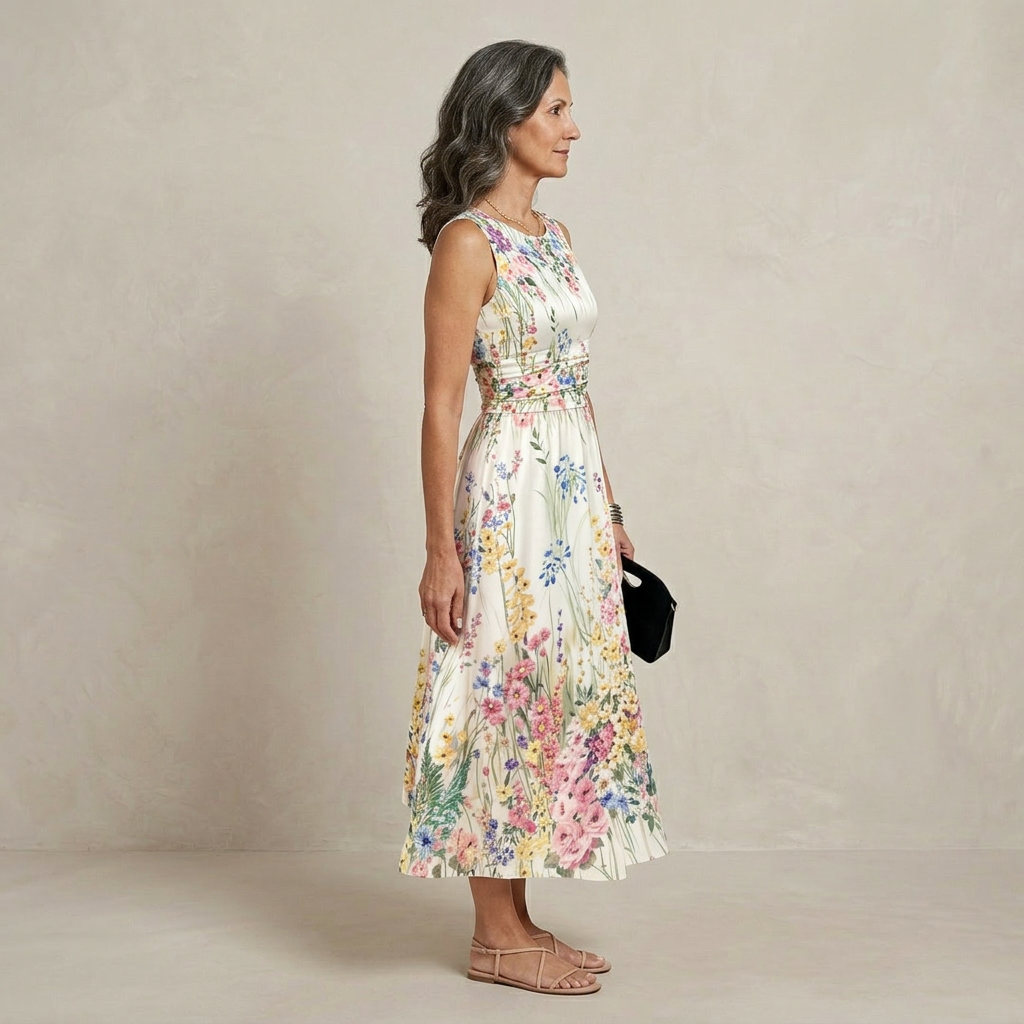 Tanya | Sleeveless Floral Midi Dress
