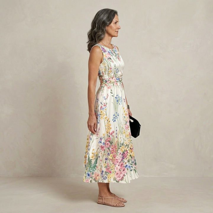 Tanya | Sleeveless Floral Midi Dress