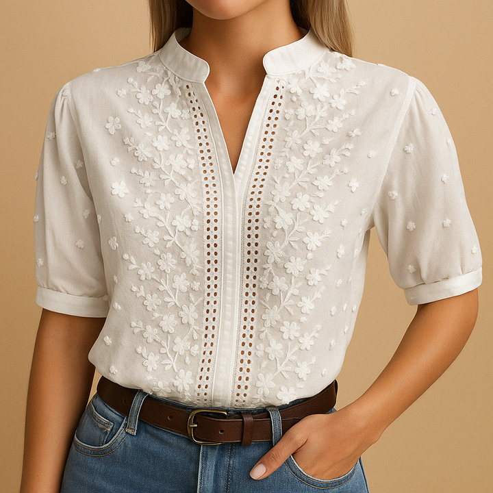 Elise | Embroidered Daisy Blouse