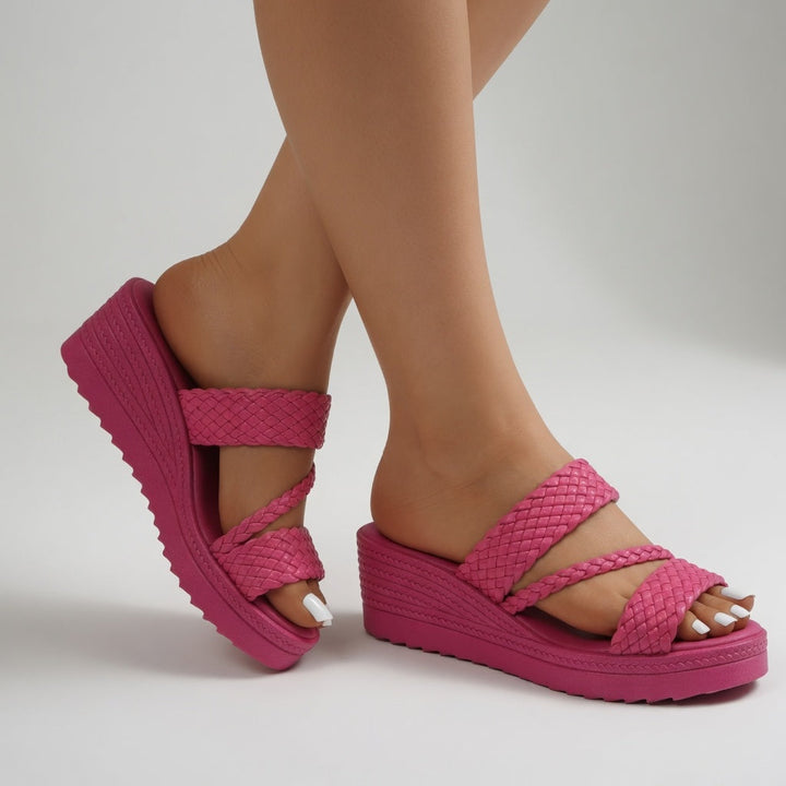 Tresseline™ — Woven Wedge Mule, Vibrant Summer Lightness