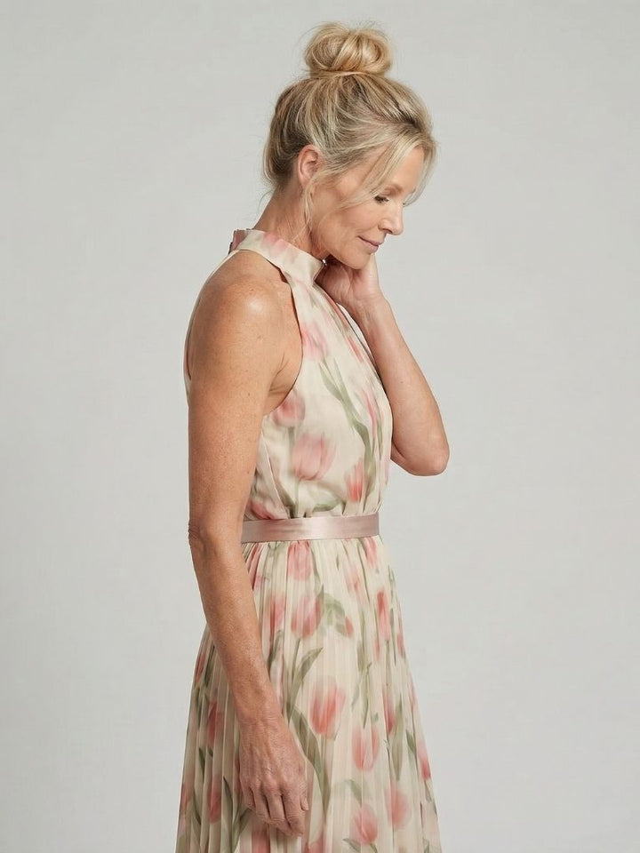 Eloise — Tulip-Print Halter Maxi Dress