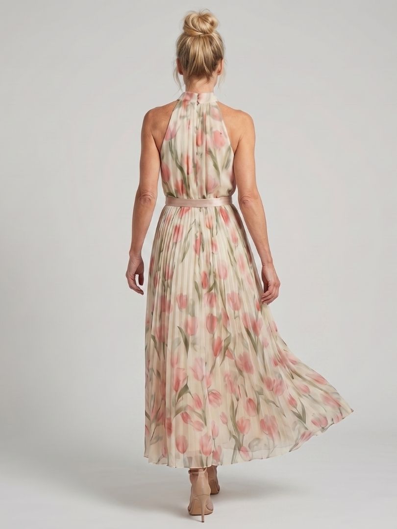 Eloise — Tulip-Print Halter Maxi Dress