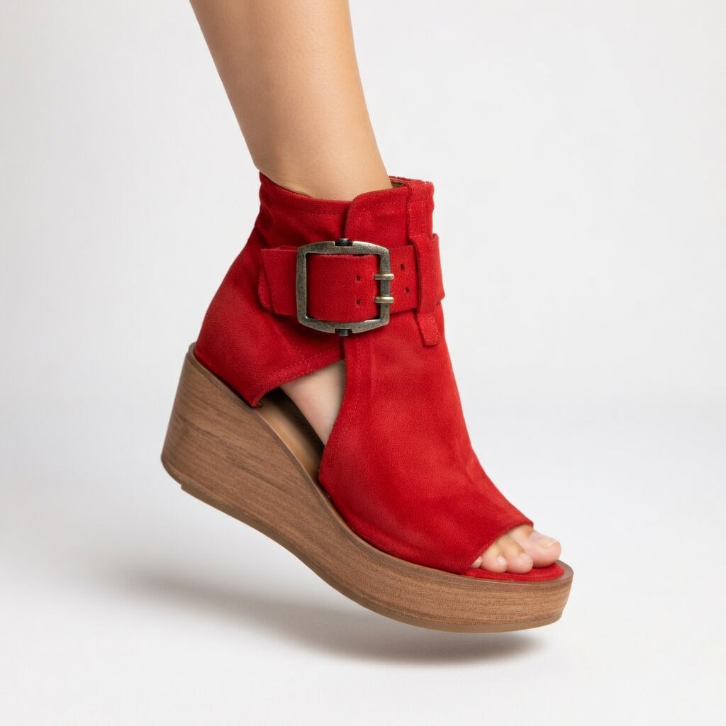 Orélisse™ — Modern Open-Toe Wedge Ankle Boots