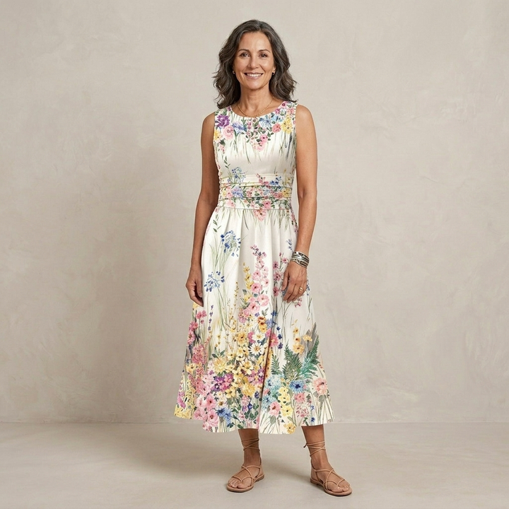 Tanya | Sleeveless Floral Midi Dress