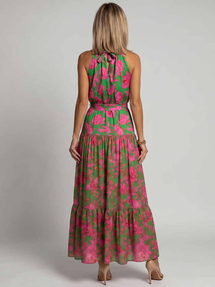 Ottilie — Floral Tiered Halter Midi Dress