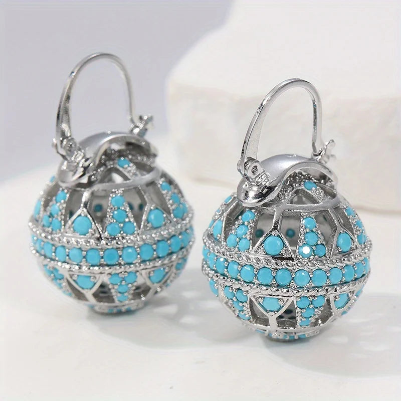 Keira — Filigree Globe Turquoise Earrings