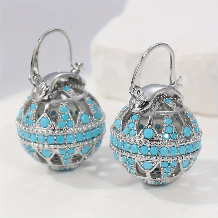 Keira — Filigree Globe Turquoise Earrings