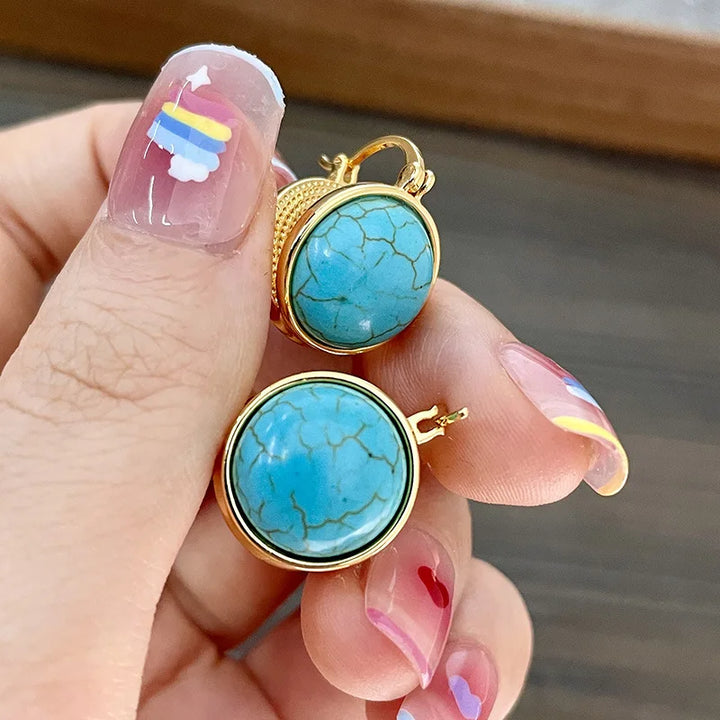 Eala — Brushed Gold Turquoise Studs