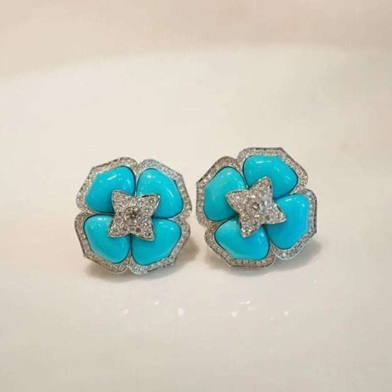 Eveleen — Turquoise Blossom Studs