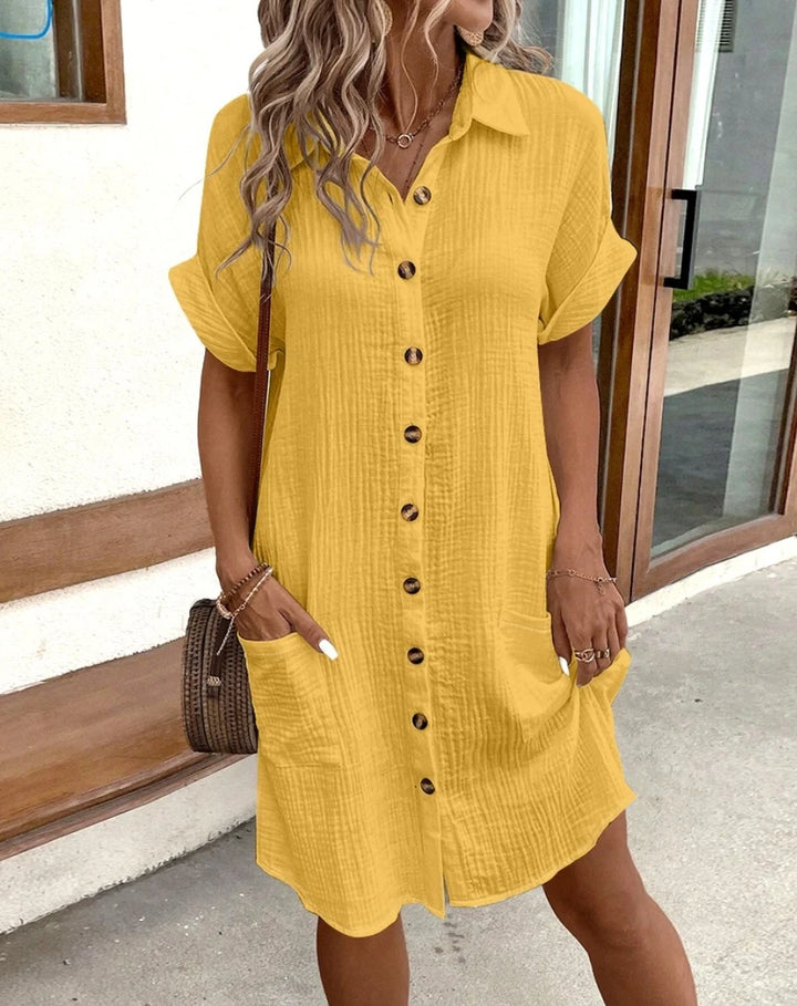 Bríd | Linen-Blend V-Neck Mini Dress