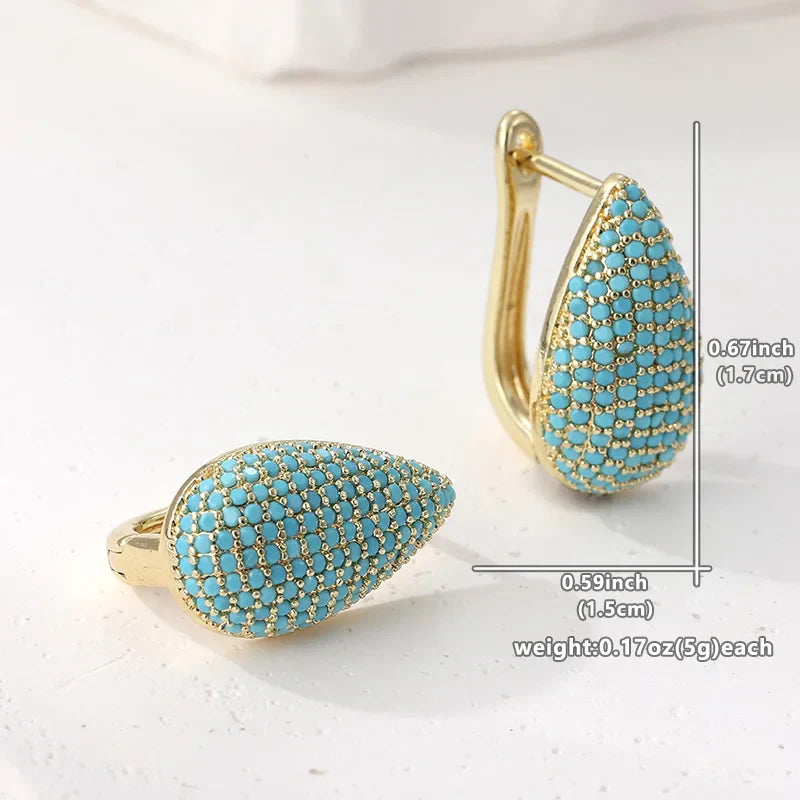 Béibhinn — Turquoise Pavé Teardrop Hoops