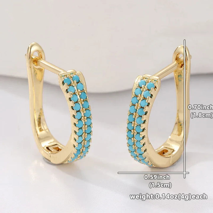 Deirdre — Classic Turquoise Pavé Huggies